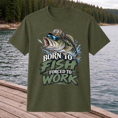 Born to Fish Forced to Work Bass Graphic T-Shirt