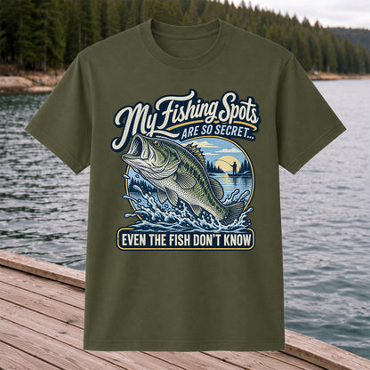 Secret Fishing Spots Largemouth Bass Graphic T-Shirt