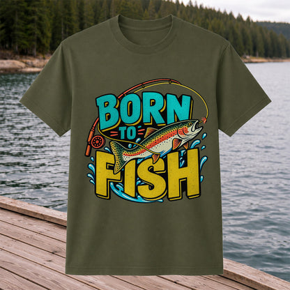 Born to Fish Rainbow Trout Fishing Graphic T-Shirt