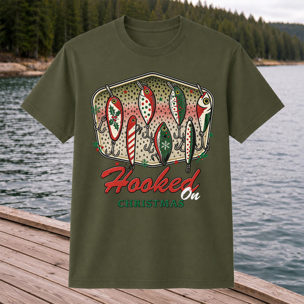 Christmas Fishing Lures Graphic T-Shirt