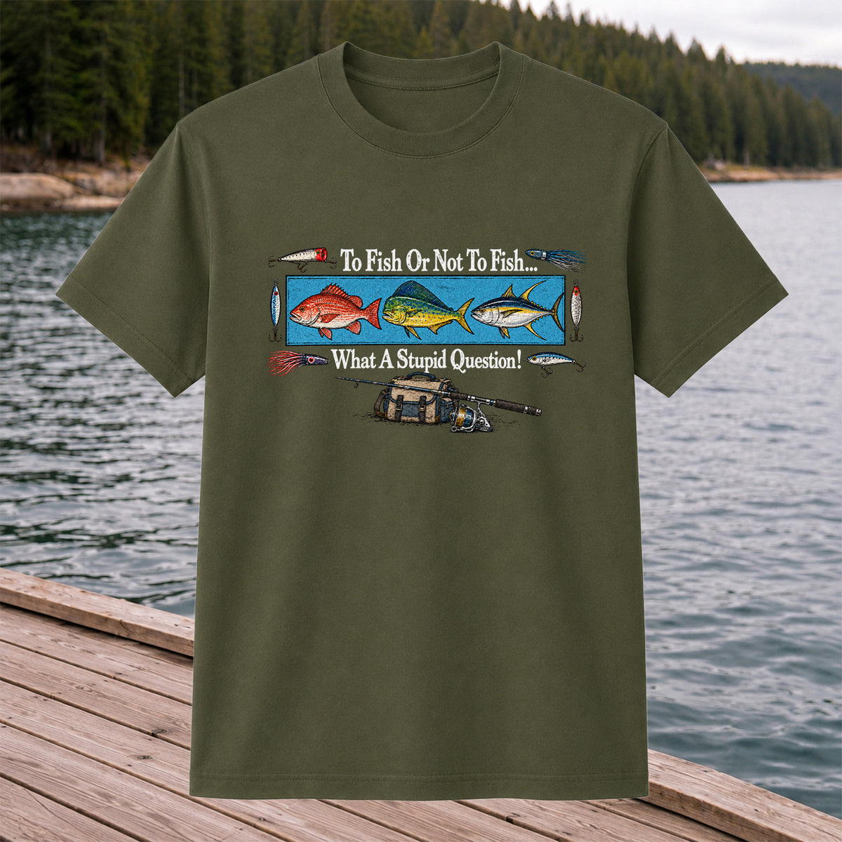 To Fish or Not to Fish... What a Stupid Question! Snapper Mahi Mahi Tuna Fishing T-Shirt
