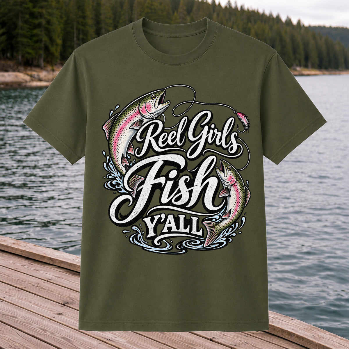 Reel Girls Fish Y'all Rainbow Trout Women's Fishing T-Shirt