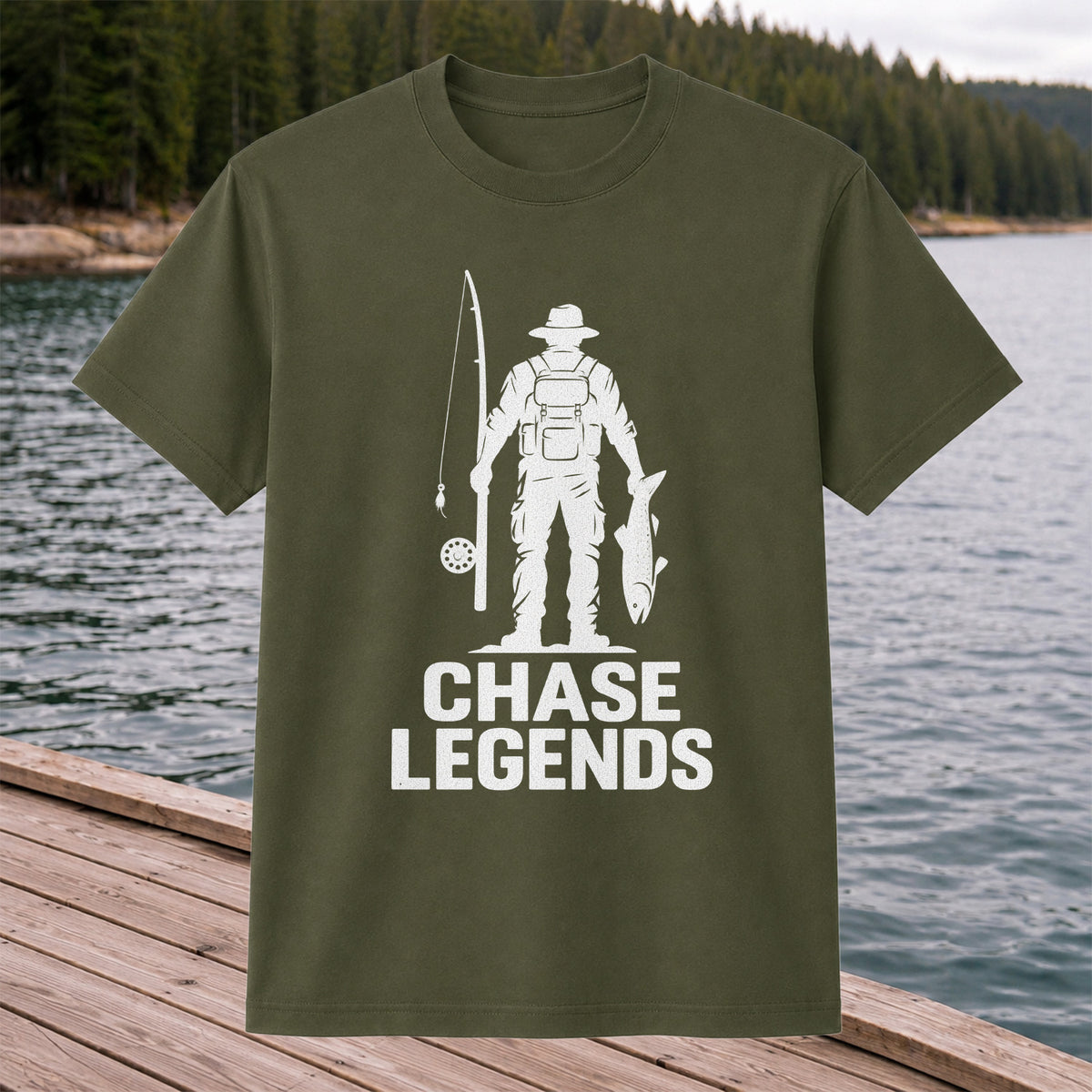 Chase Legends Fly Fishing Angler Silhouette Graphic T-Shirt