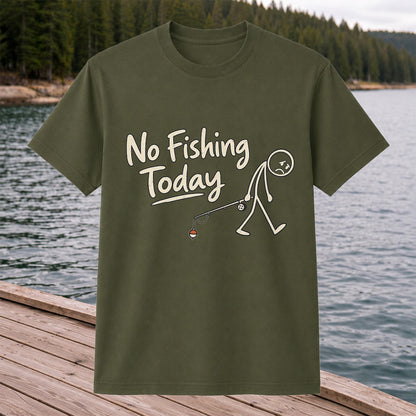 No Fishing Today Sad Angler Funny Fishing T-Shirt