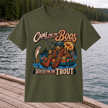 Came for the Boos Stayed for the Trout Bigfoot Halloween Fishing T-Shirt