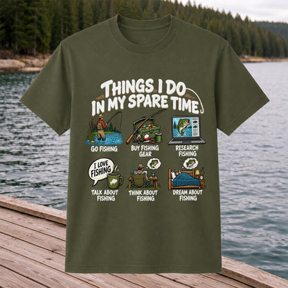 Things I Do in My Spare Time Funny Fishing Lifestyle Graphic T-Shirt