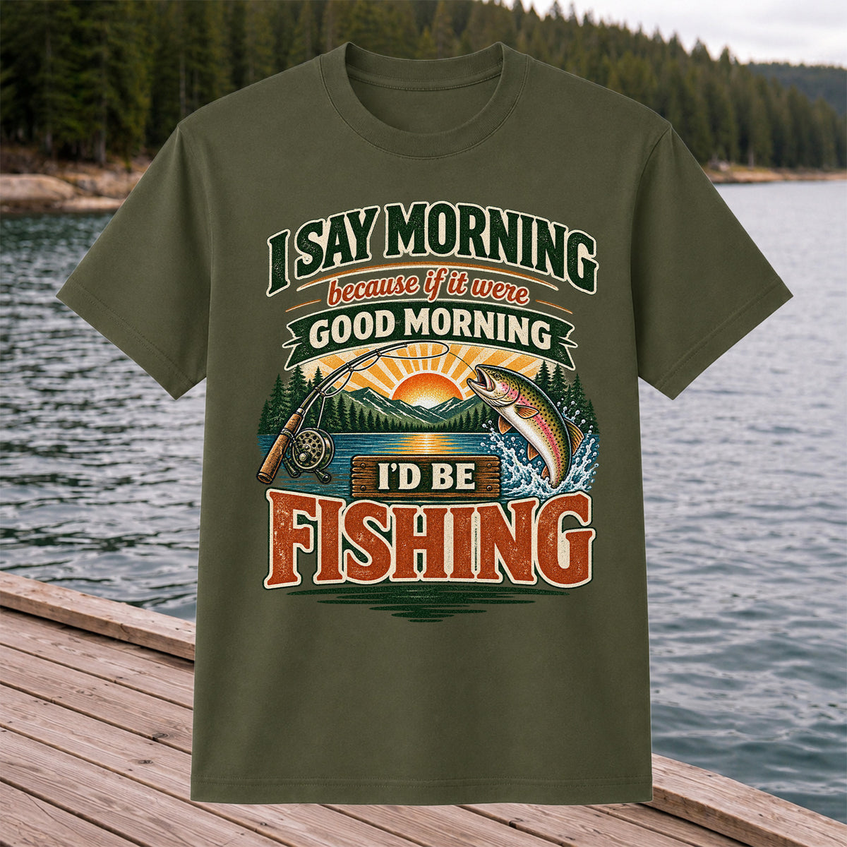 I Say Morning Because If It Were Good Morning I'd Be Fishing Rainbow Trout T-Shirt
