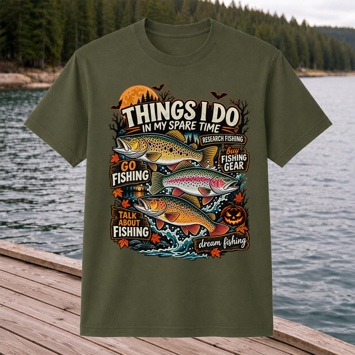 Things I Do in My Spare Time Halloween Trout Fishing T-Shirt