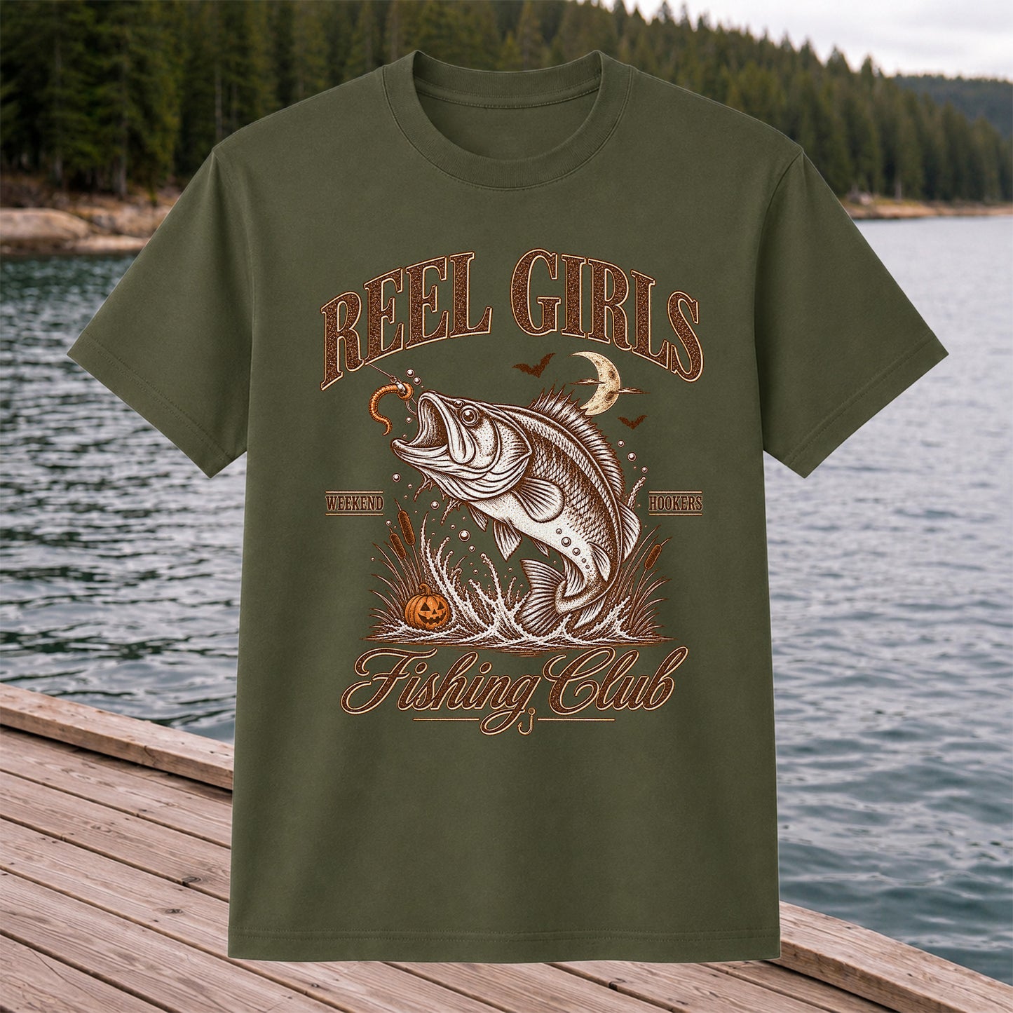 Reel Girls Weekend Hookers Halloween Bass Fishing T-Shirt