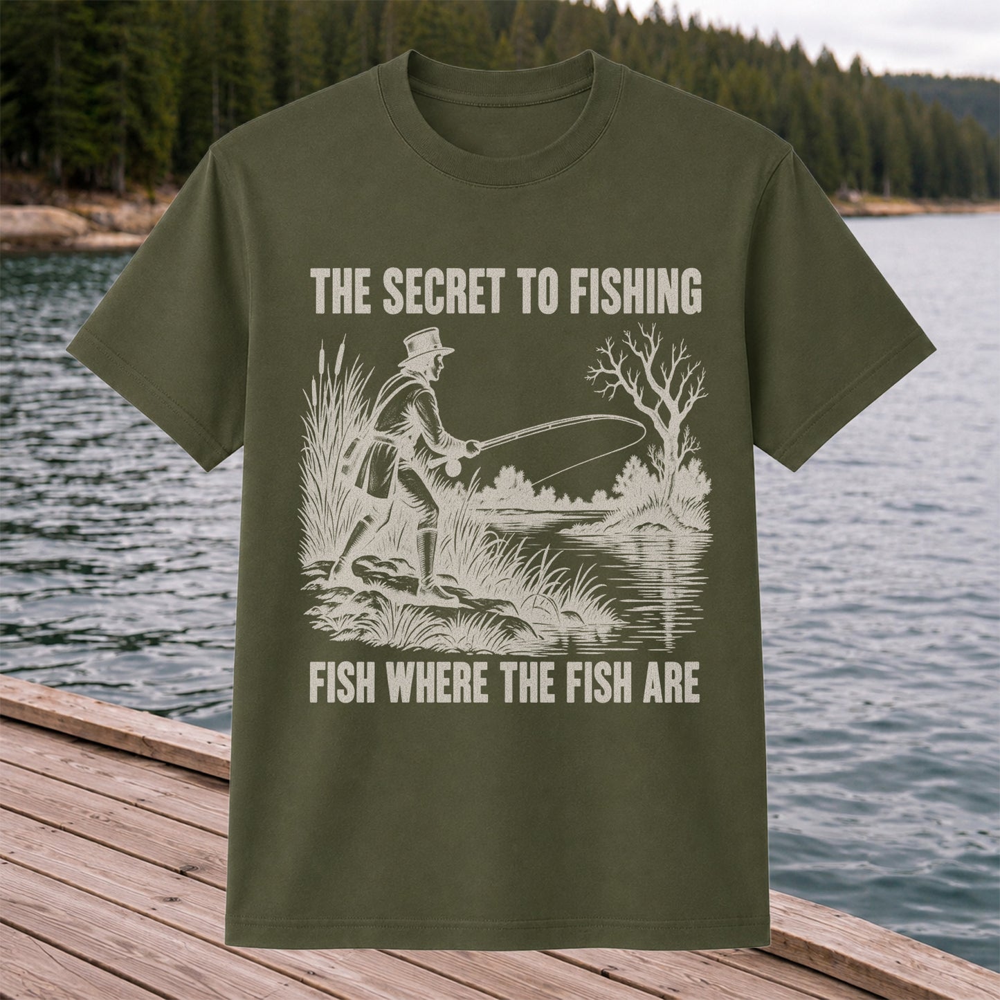 The Secret to Fishing Fish Where the Fish Are Graphic T-Shirt