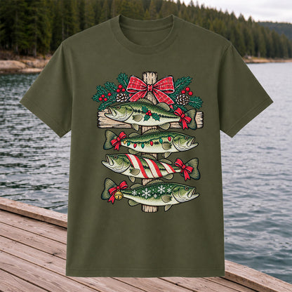 Christmas Bass Fishing Sign Holiday Graphic T-Shirt