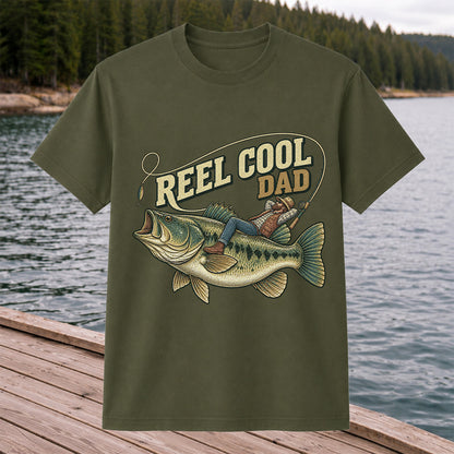 Reel Cool Dad Bass Fishing Father's Day T-Shirt
