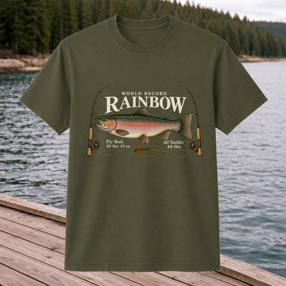 World Record Rainbow Trout Fly Fishing Graphic T-Shirt