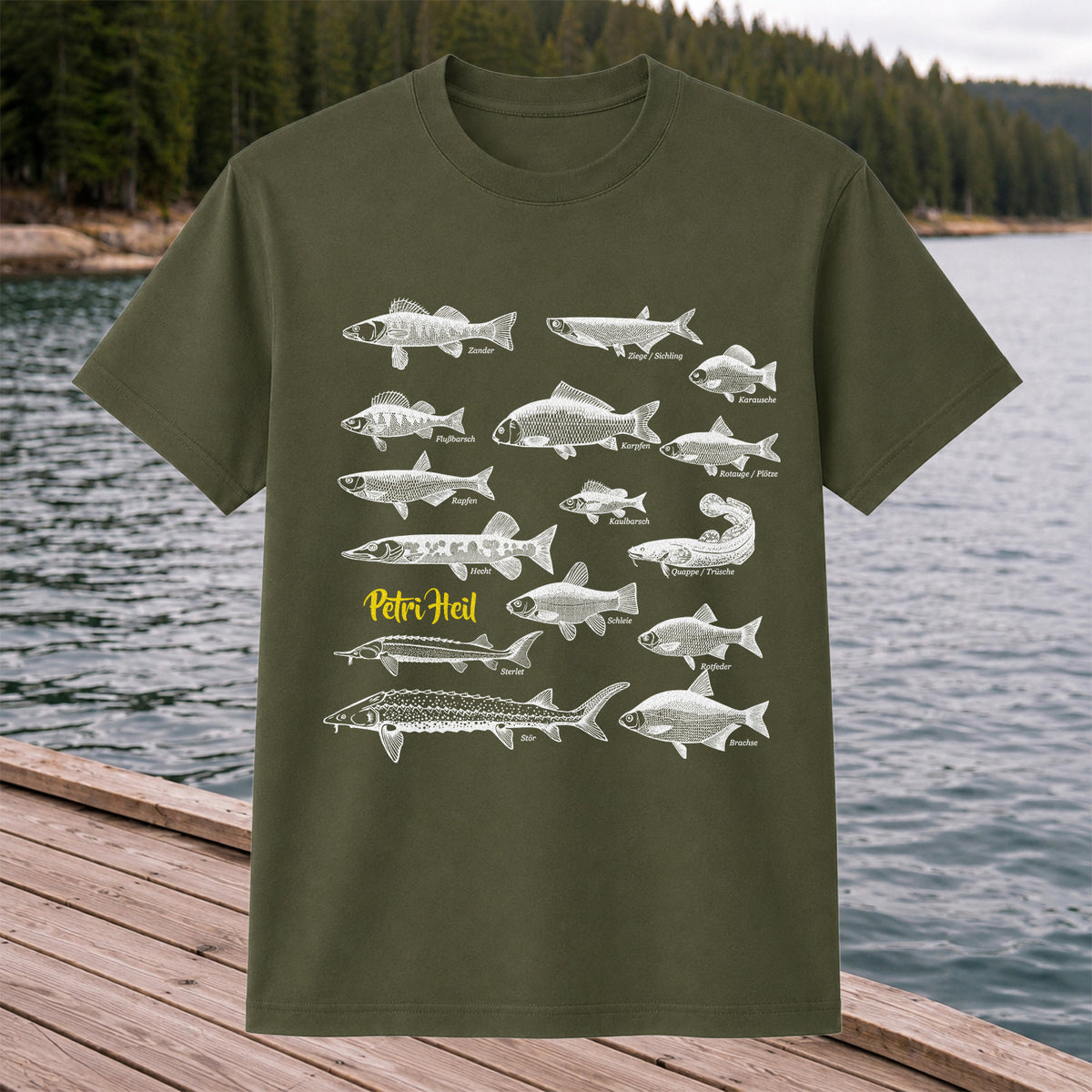 German Freshwater Fish Species Chart Fishing Graphic T-Shirt