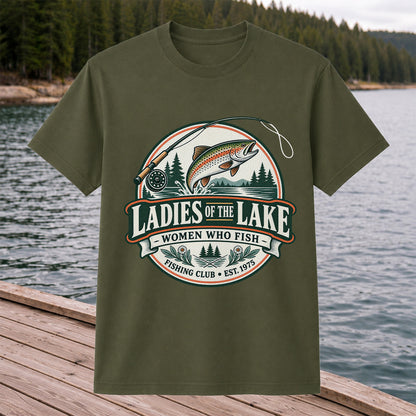 Ladies of the Lake Women Who Fish Rainbow Trout Fishing T-Shirt