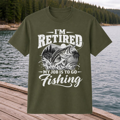 I'm Retired My Job Is to Go Fishing Bass Graphic T-Shirt