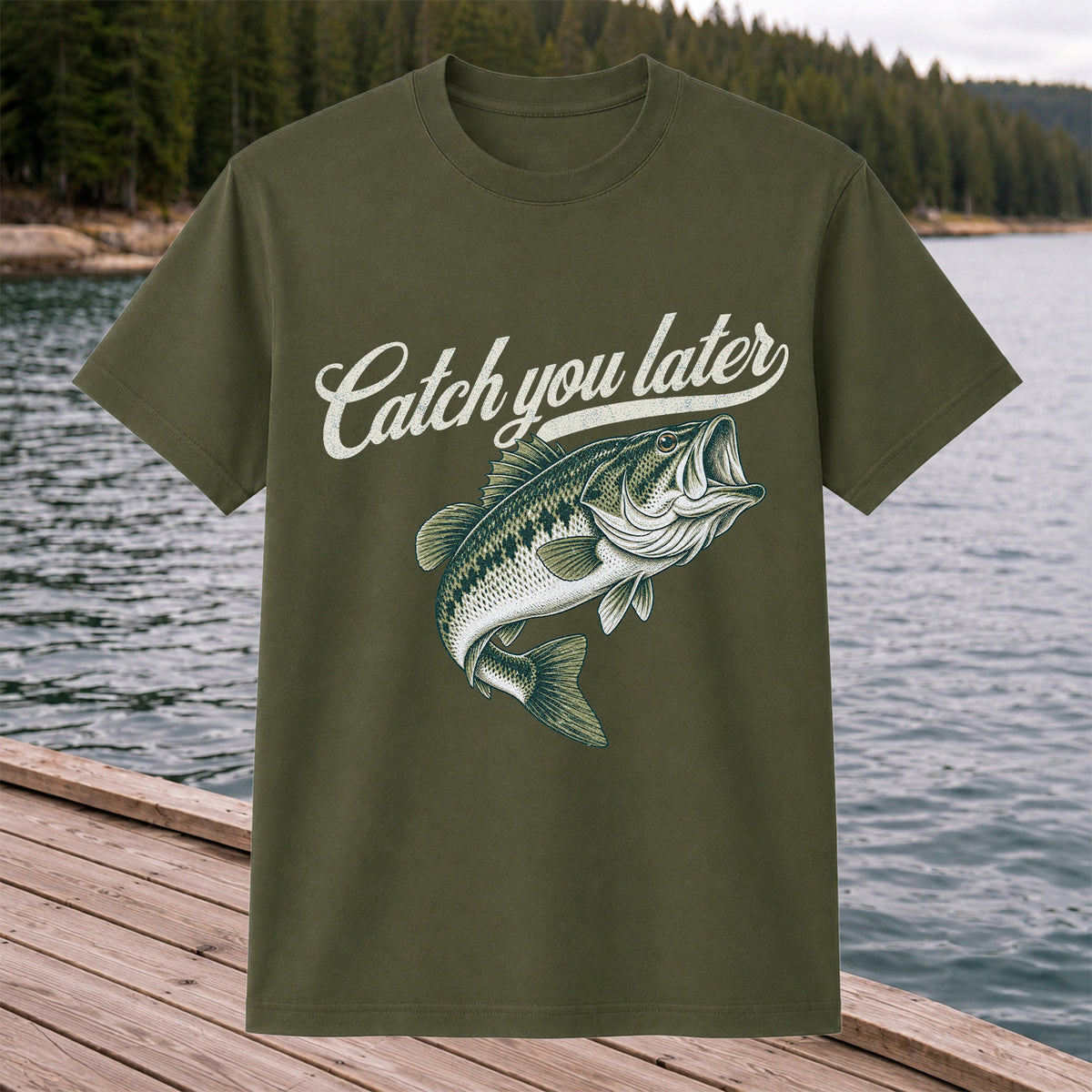 Catch You Later Largemouth Bass Funny Fishing Graphic T-Shirt