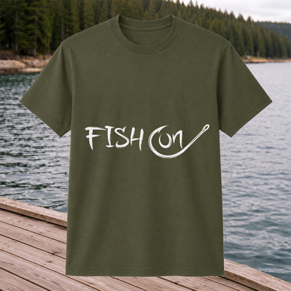 Fish On Fishing Hook Minimalist Graphic T-Shirt