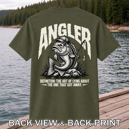 Angler Bass Fishing The One That Got Away Graphic T-Shirt | Back Print