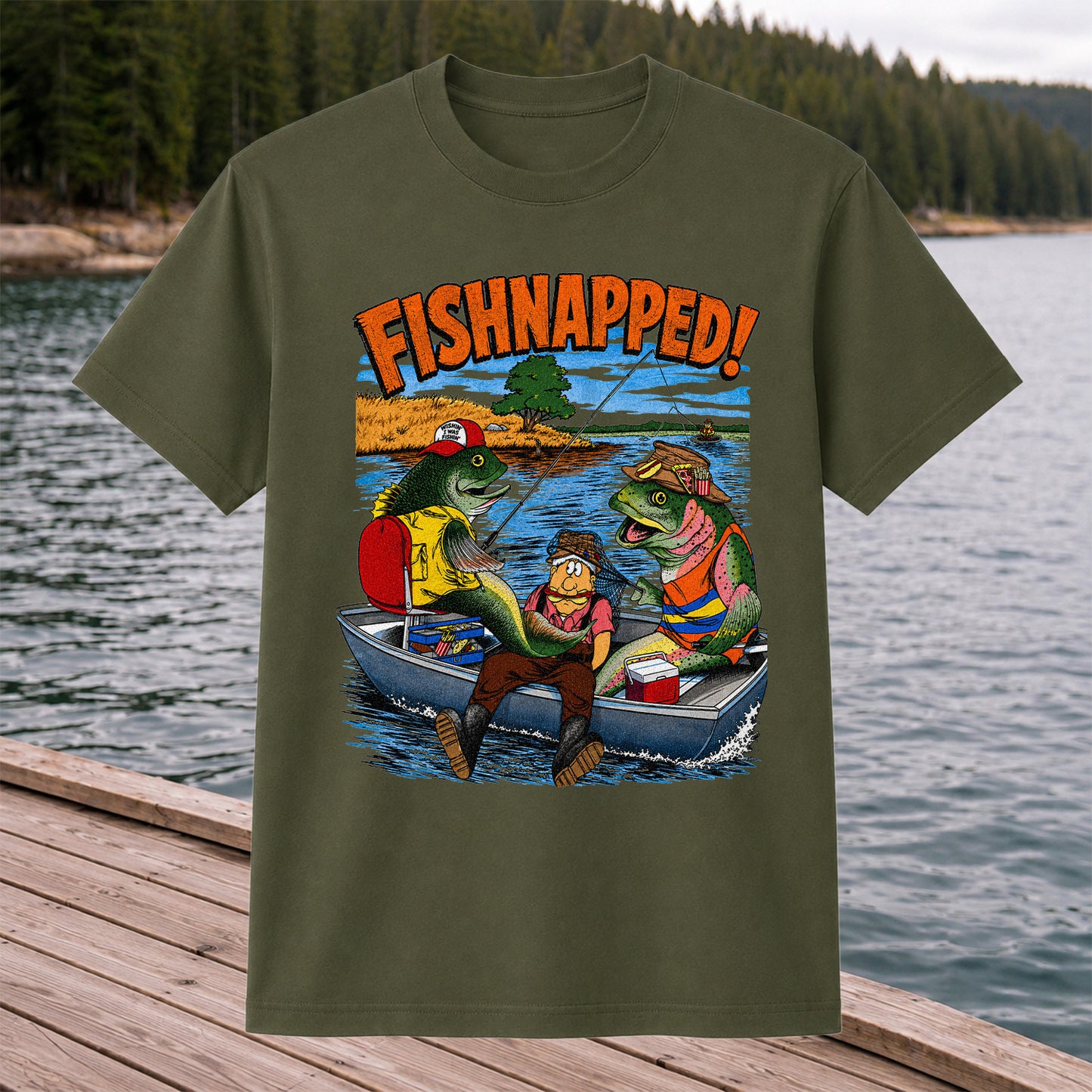 Fishnapped Funny Fish Kidnapping Angler Fishing T-Shirt