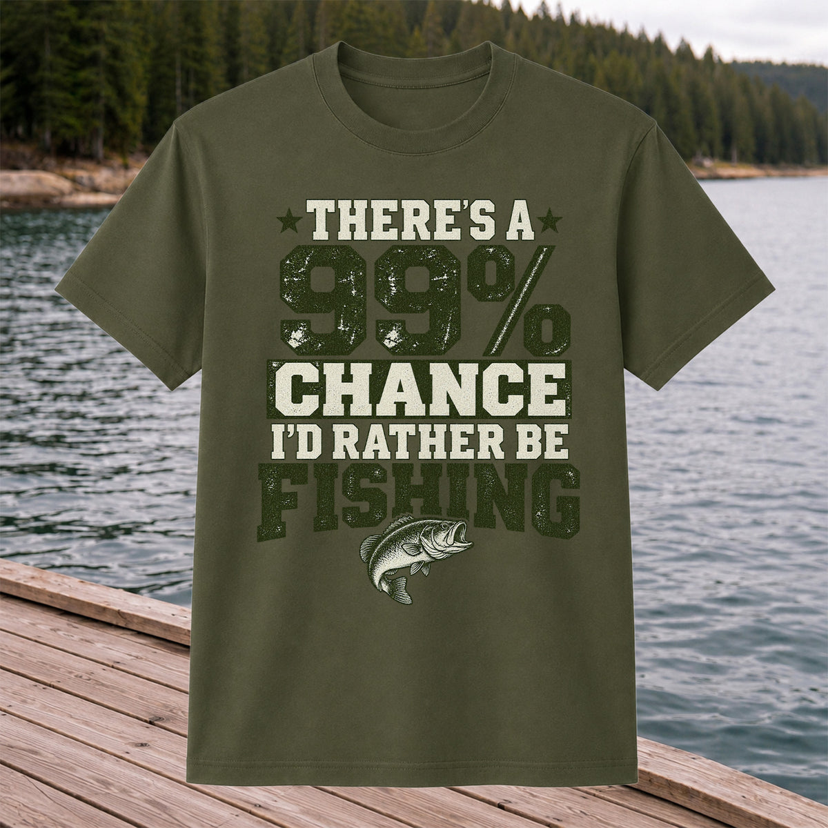Ninety Nine Percent Fishing Graphic T-Shirt