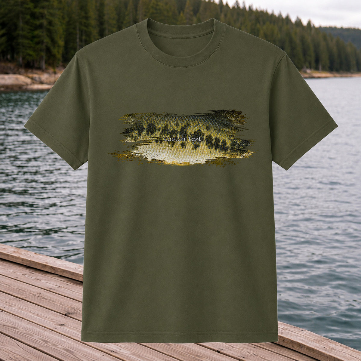 Custom Text Bass Fishing Graphic T-Shirt