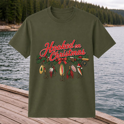 Hooked on Christmas Fishing Lure Ornaments Graphic T-Shirt