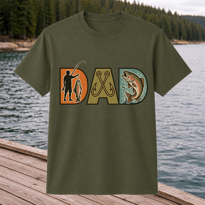 DAD Rainbow Trout and Fishing Hooks Vintage Graphic T-Shirt