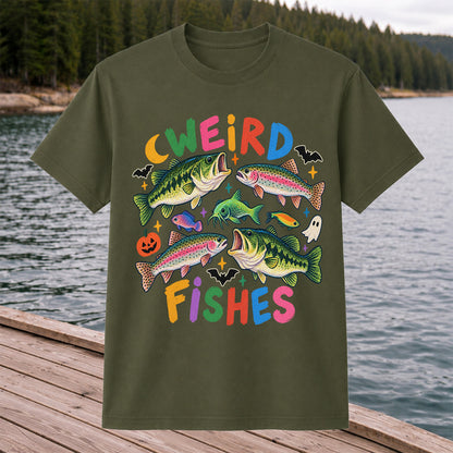 Weird Fishes Halloween Bass and Rainbow Trout Fishing T-Shirt