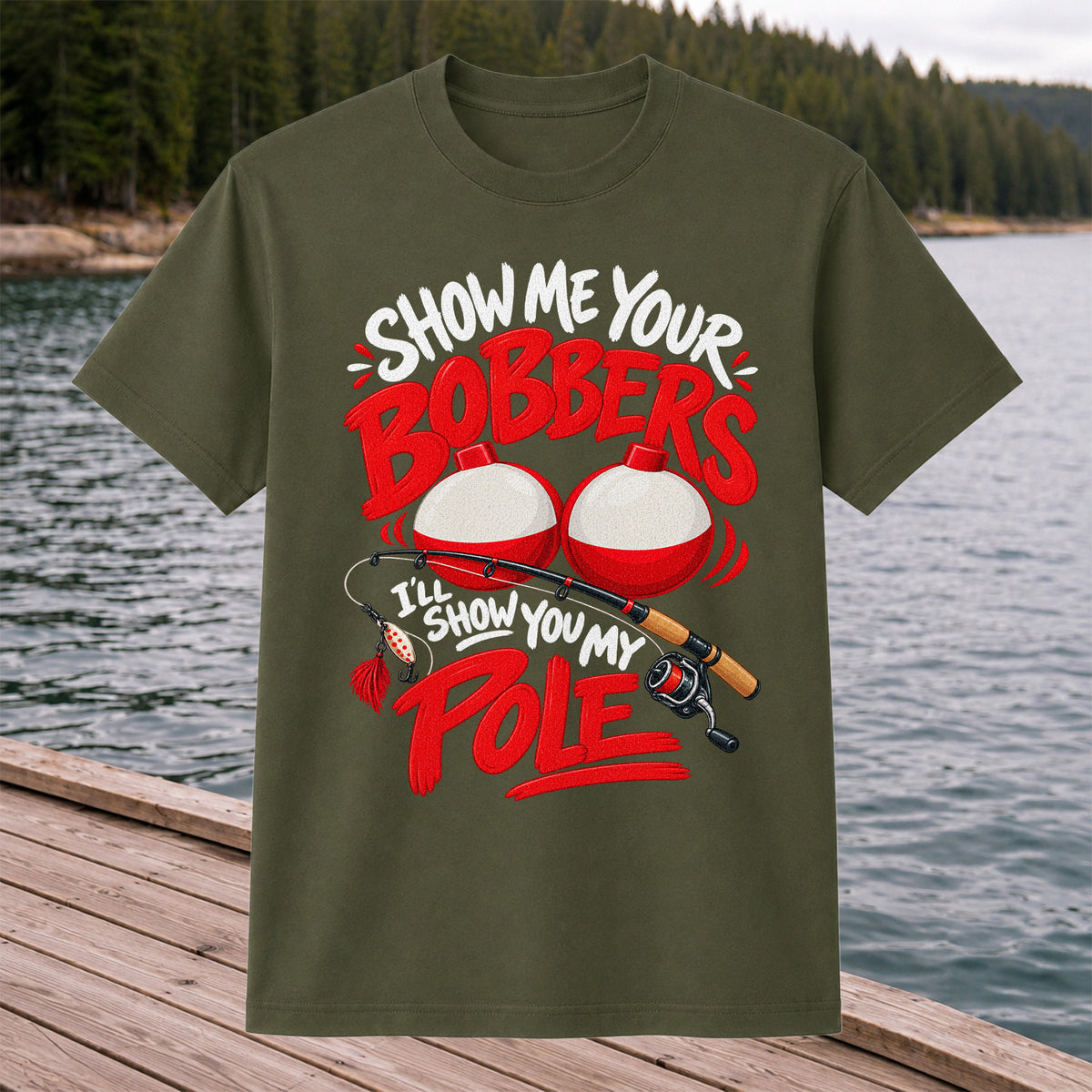 Show Me Your Bobbers I'll Show You My Pole Funny Fishing T-Shirt