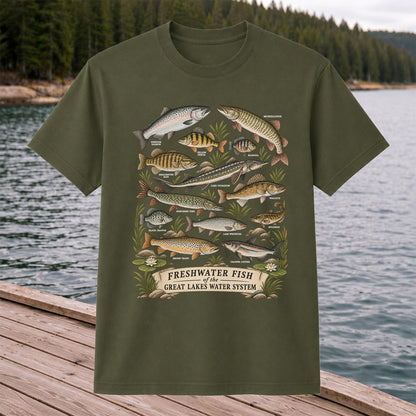 Freshwater Fish of the Great Lakes Water System Graphic T-Shirt