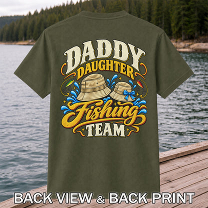 Dad Daughter Fishing Team Family Fishing Graphic T-Shirt | Back Print
