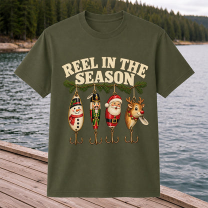 Reel in the Season Christmas Fishing Lures Graphic T-Shirt