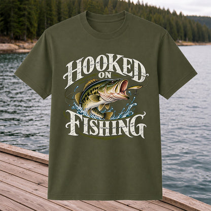 Hooked on Fishing Largemouth Bass Graphic T-Shirt