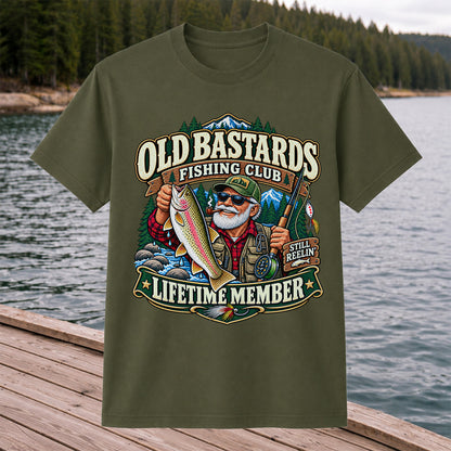Old Bastards Fishing Club Lifetime Member Still Reelin' Rainbow Trout T-Shirt
