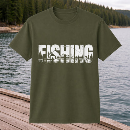 Fishing Lake Angler Vintage Graphic T-Shirt
