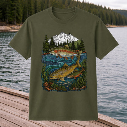 Trout Fishing T-Shirt  Mountain River Fishing Tee