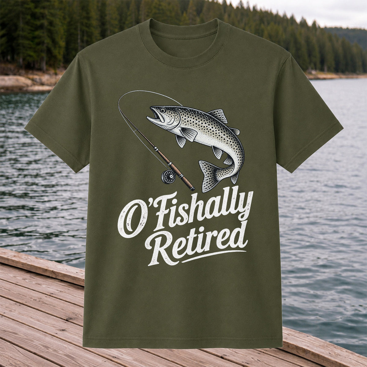 Retired Trout Fishing Rod Graphic T-Shirt