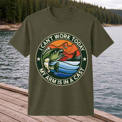 I Can't Work Today My Arm Is in a Cast Bass Fishing T-Shirt