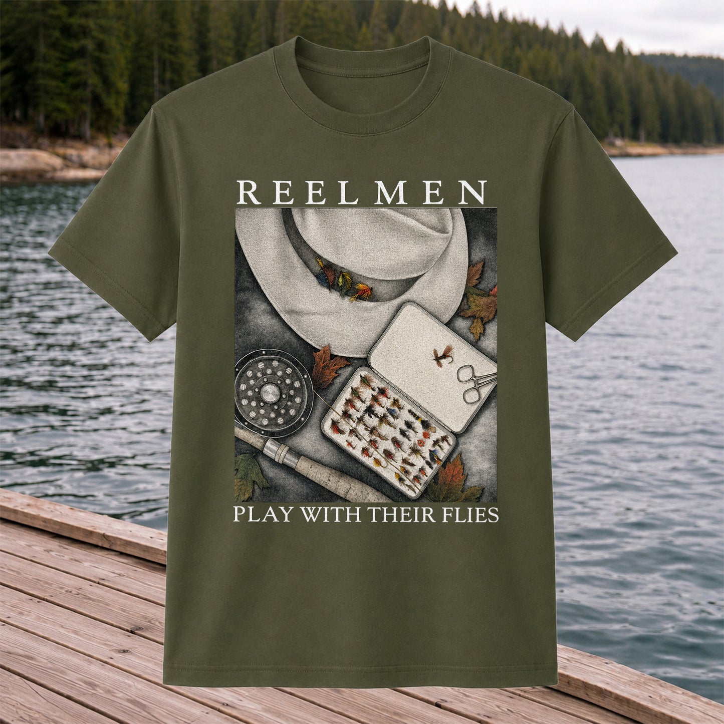 Fly Fishing T-Shirt Reelmen Play With Their Flies Vintage Fly Fisherman Tee