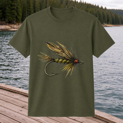 Vintage Fly Fishing Lure and Hook Graphic T-Shirt