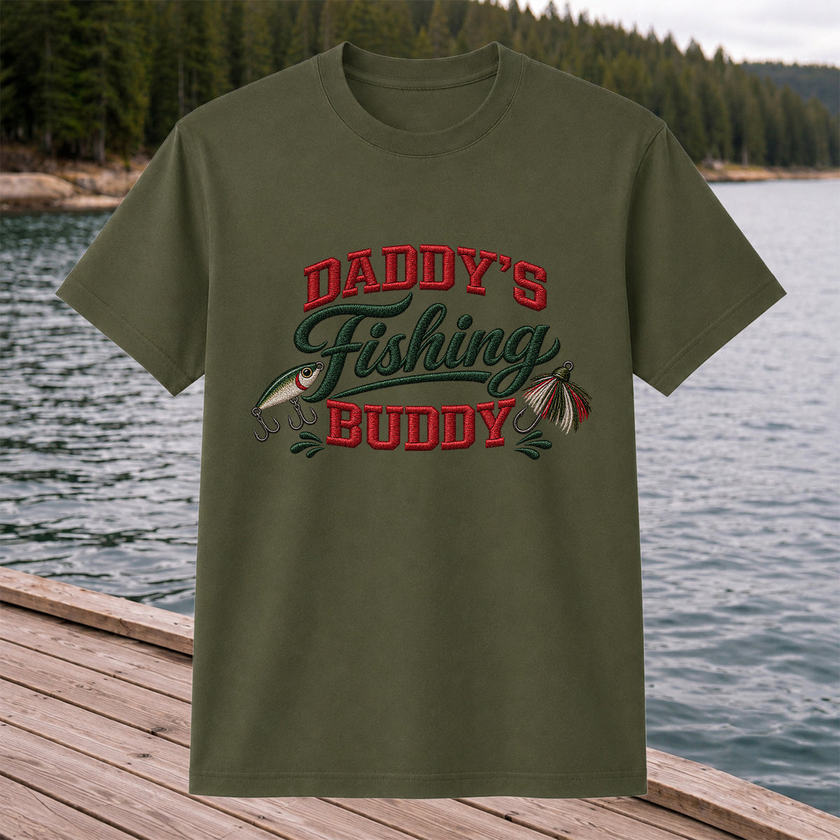 Daddy's Fishing Buddy Funny Fishing Graphic T-Shirt