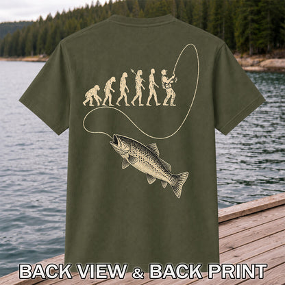 Evolution of an Angler Trout Fishing Graphic T-Shirt | Back Print
