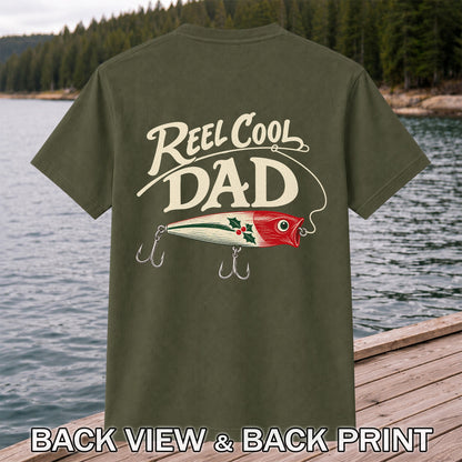 Reel Cool Dad Fishing Lure Graphic T-Shirt | Back Print