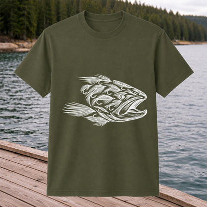 Fly Fishing Fish Design Graphic T-Shirt