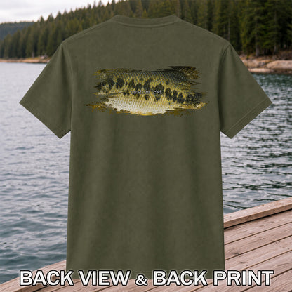 Custom Text Bass Fishing Graphic T-Shirt | Back Print