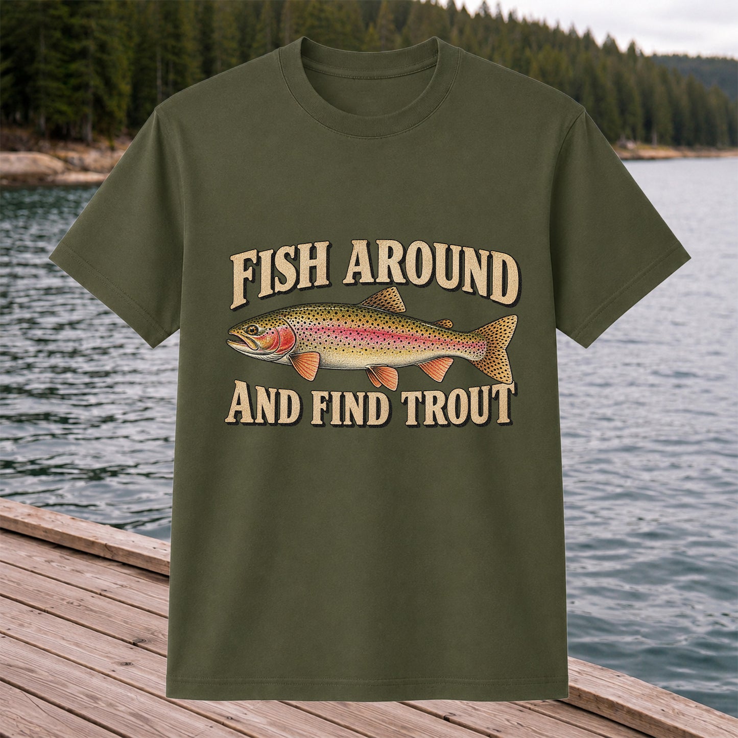 Fish Around and Find Trout Vintage Fishing T-Shirt