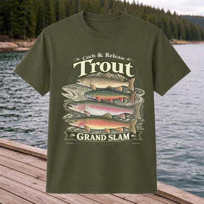 Catch and Release Trout Grand Slam Fishing Graphic T-Shirt