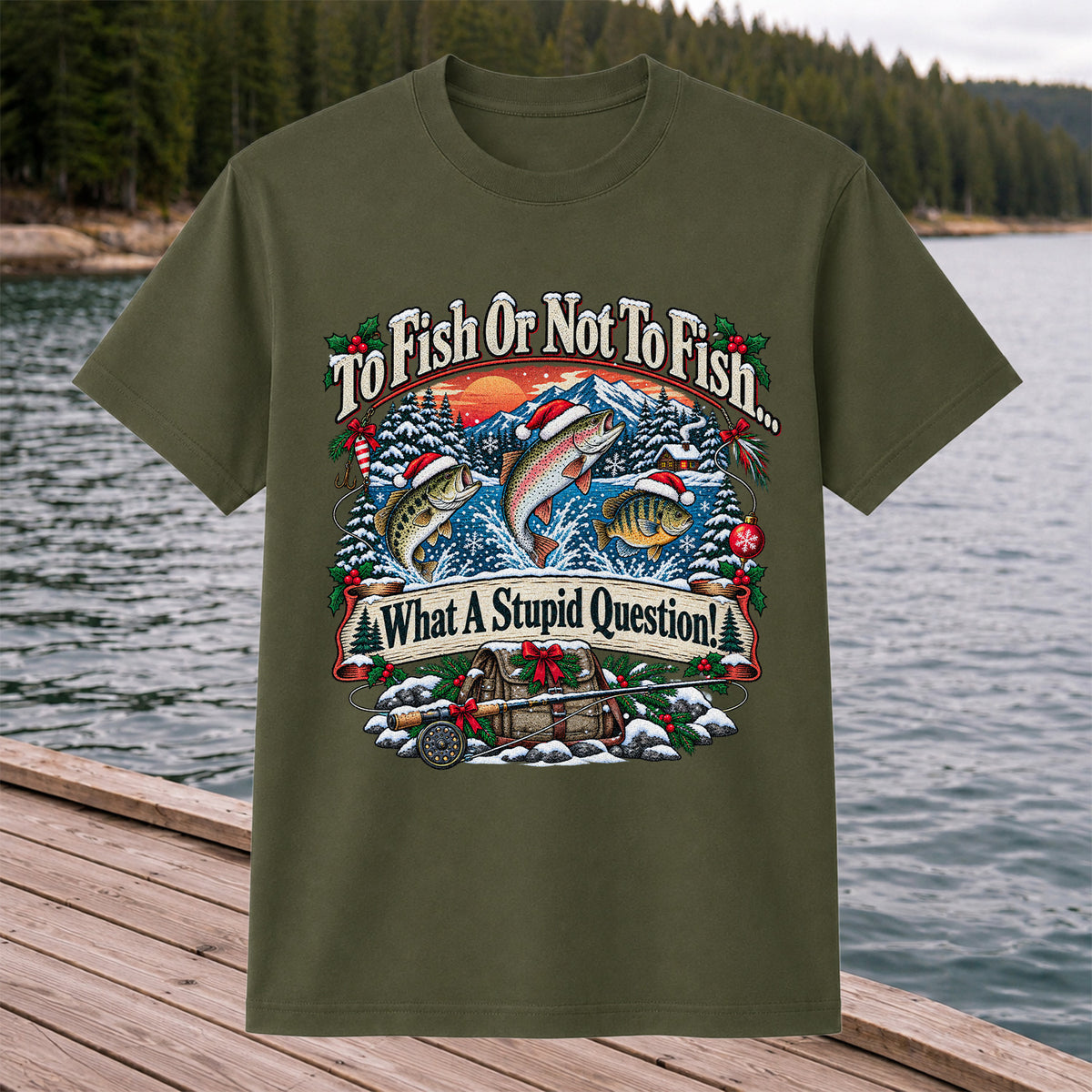 To Fish or Not to Fish Christmas Fishing T-Shirt