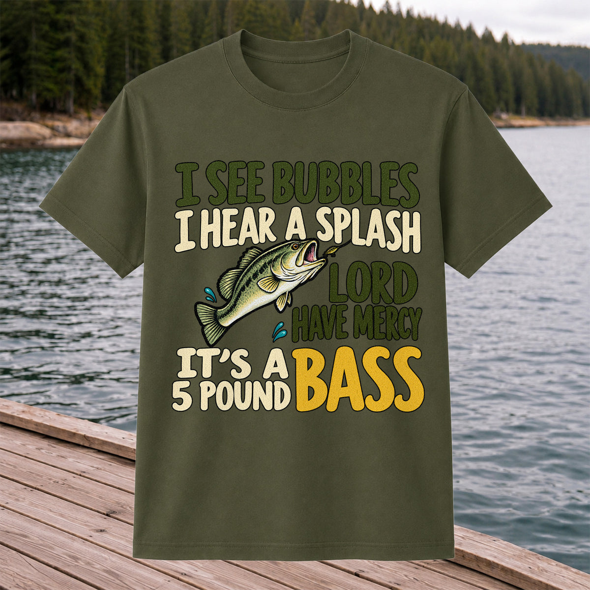 Five Pound Bass Fishing Humor Graphic T-Shirt